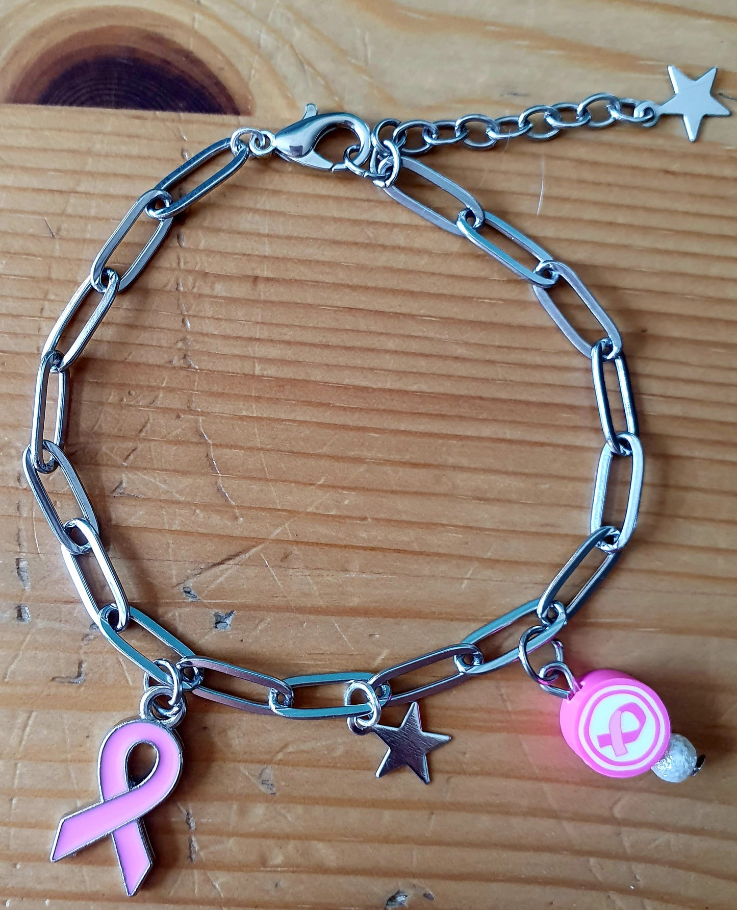 Pink ribbon armbandje (Zilver of goudkleur)
