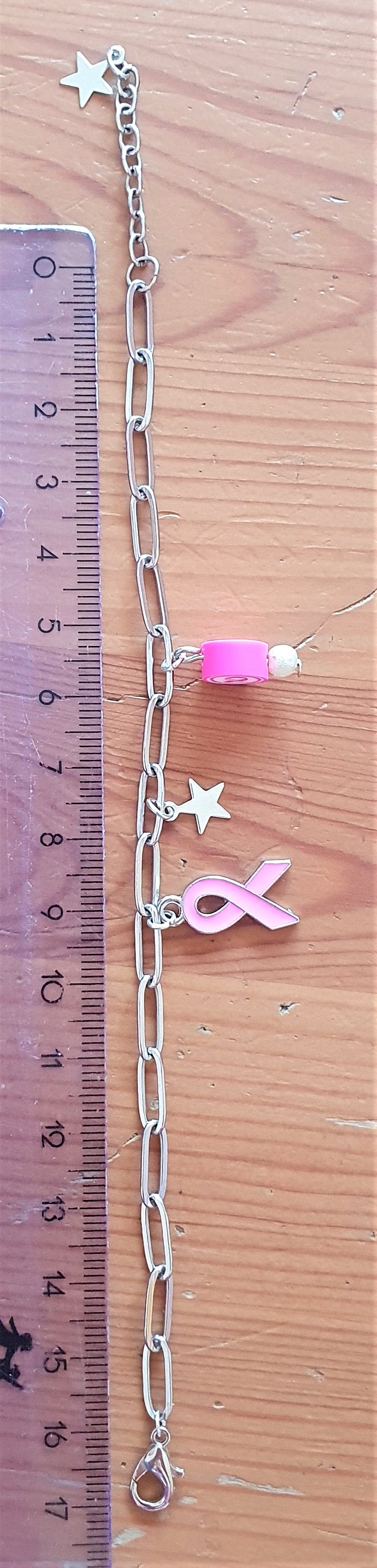 Pink ribbon armbandje (Zilver of goudkleur)