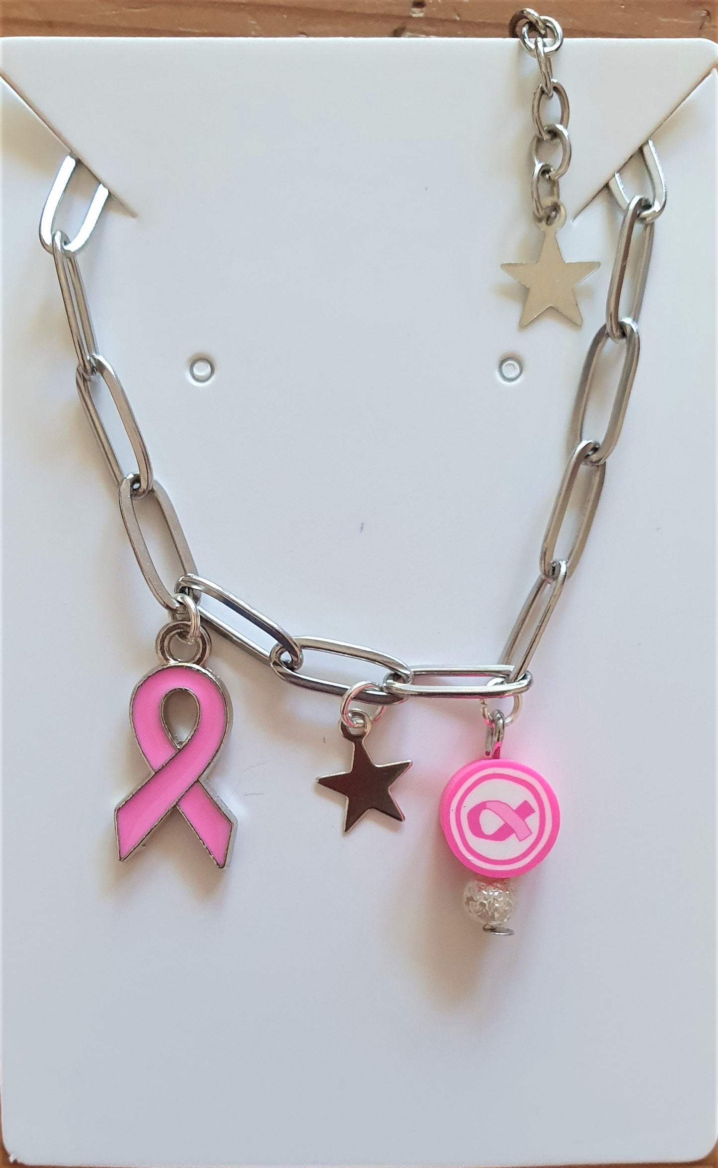 Pink ribbon armbandje (Zilver of goudkleur)