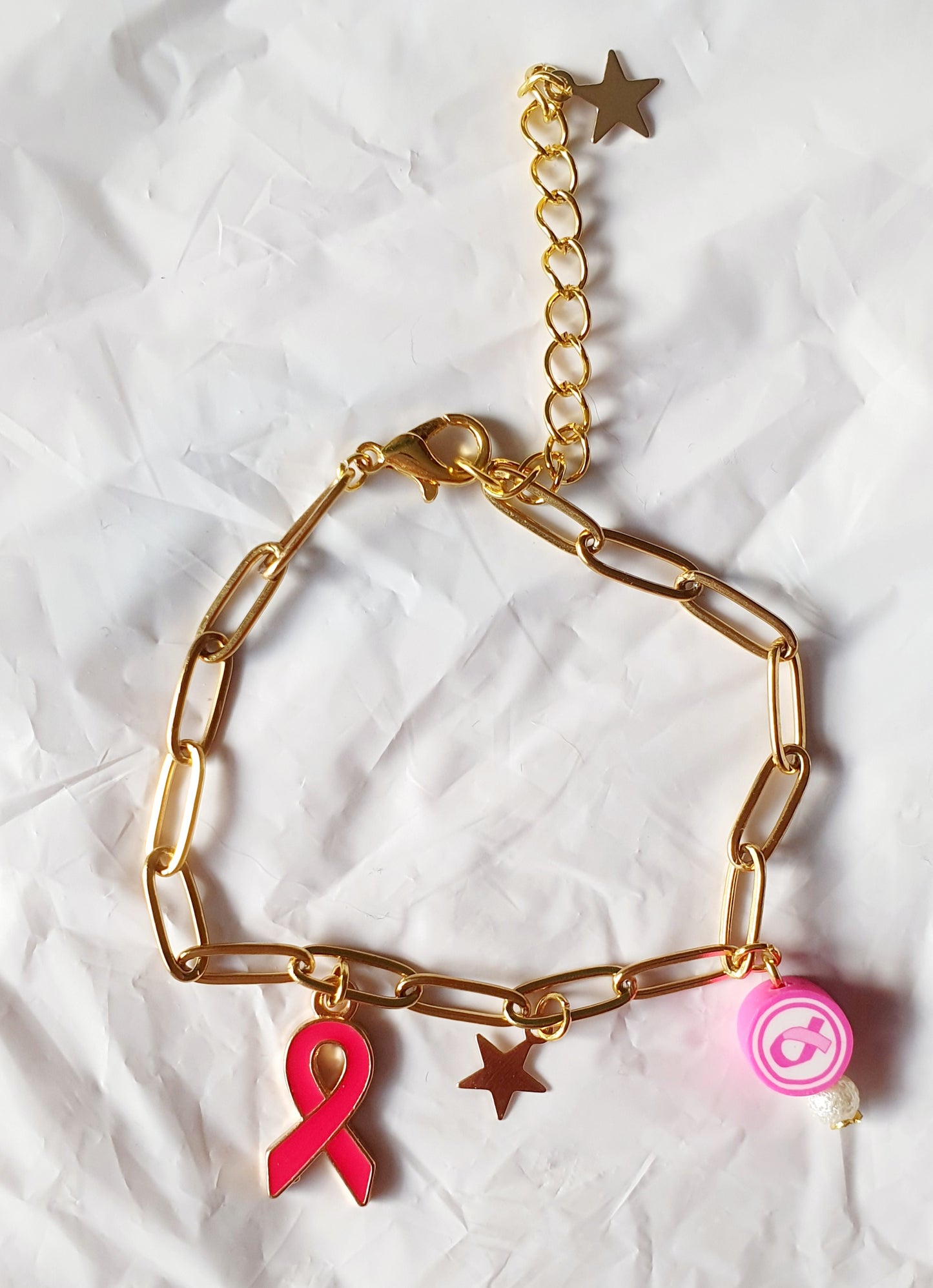 Pink ribbon armbandje (Zilver of goudkleur)