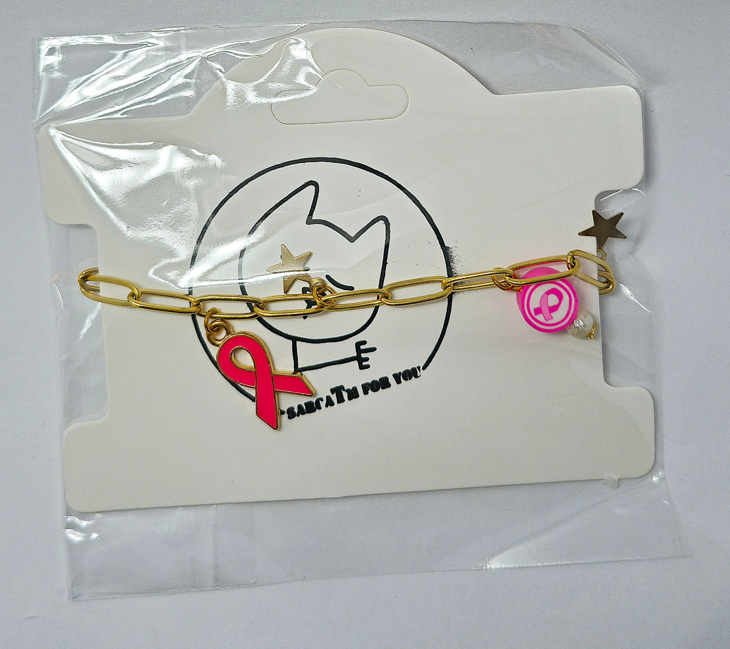 Pink ribbon armbandje (Zilver of goudkleur)
