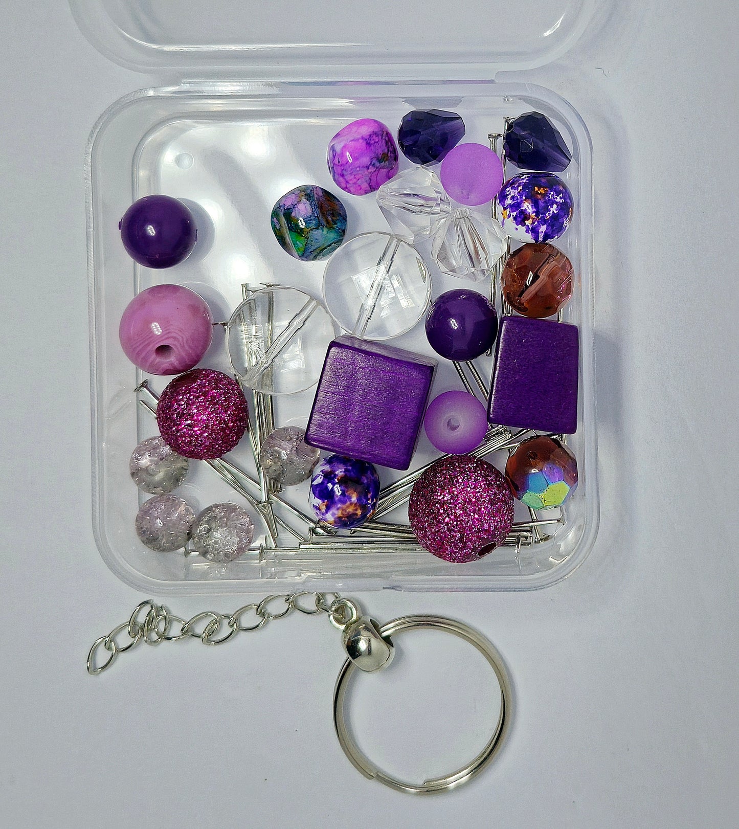 DIY clustersleutelhanger paars