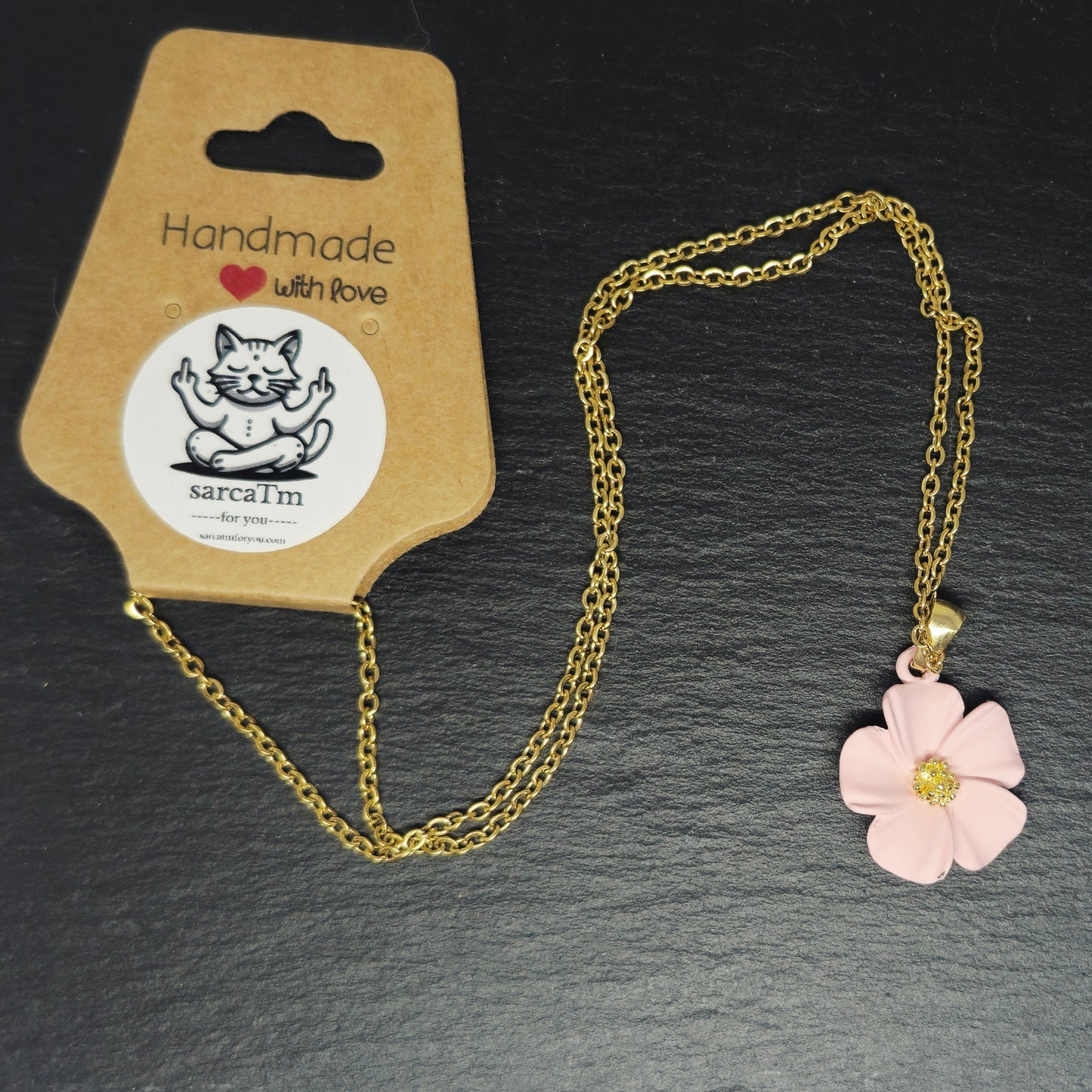 Ketting bloem - roze