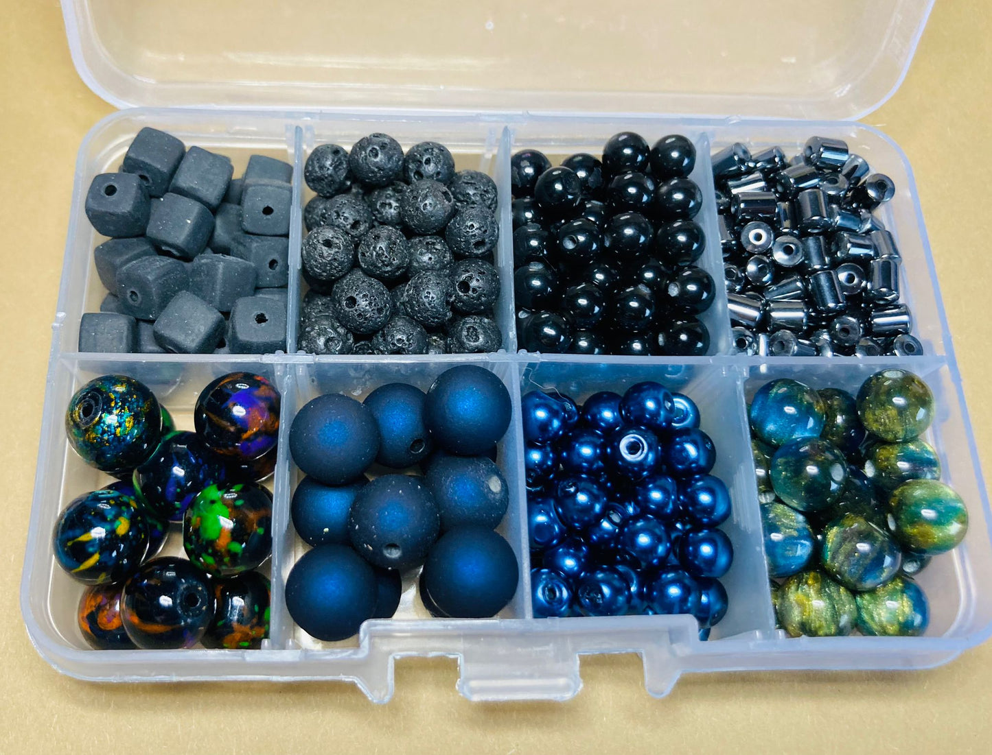 Kralenbox zwart/blauw
