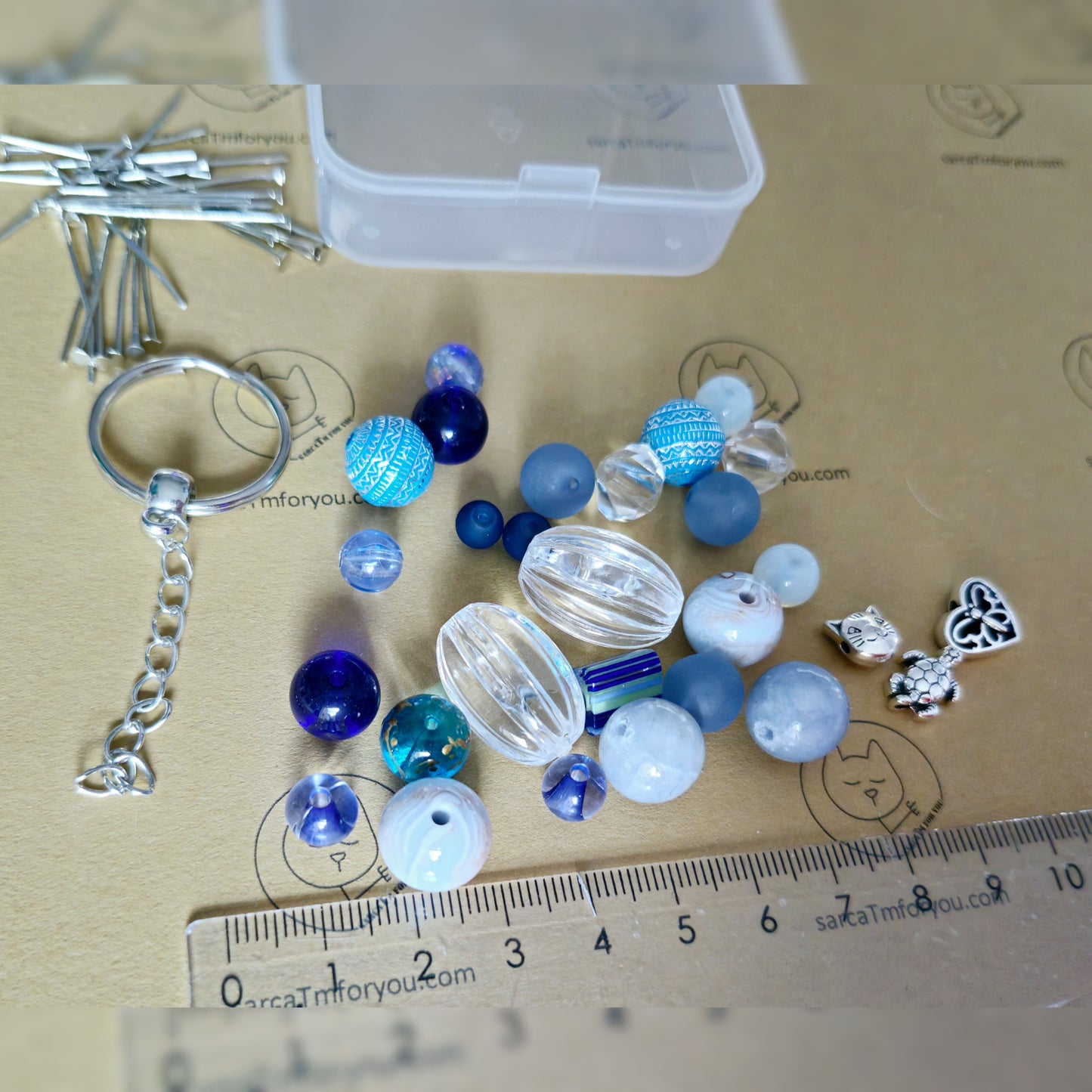 DIY clustersleutelhanger blauw