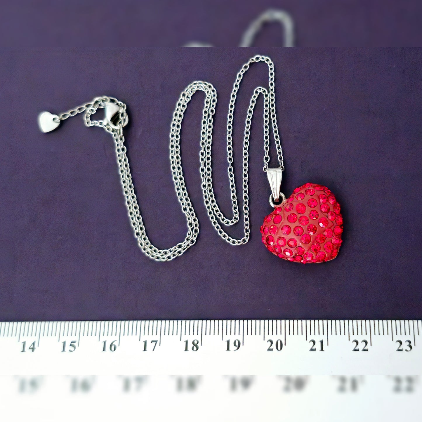 Rvs ketting rood hart