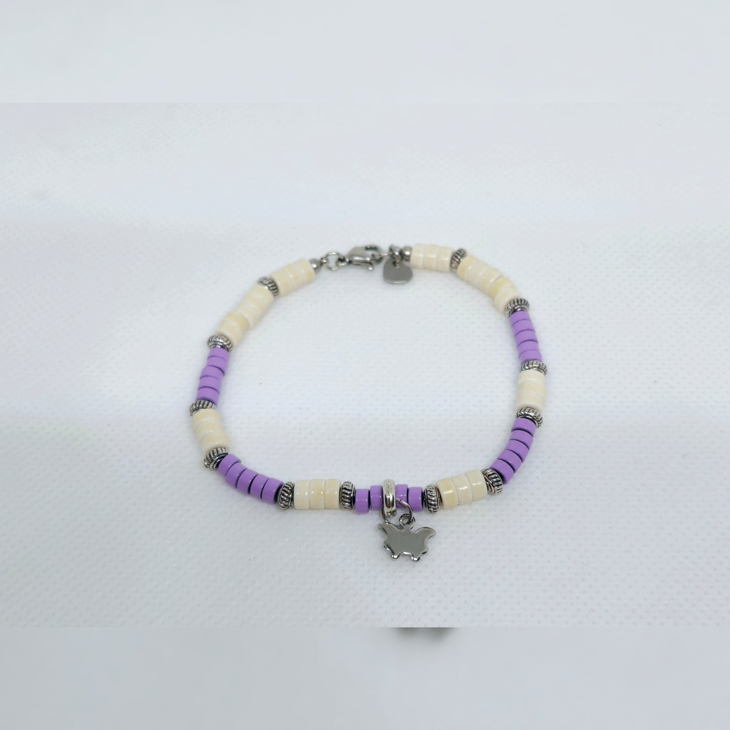 Paars/vlinder armbandje