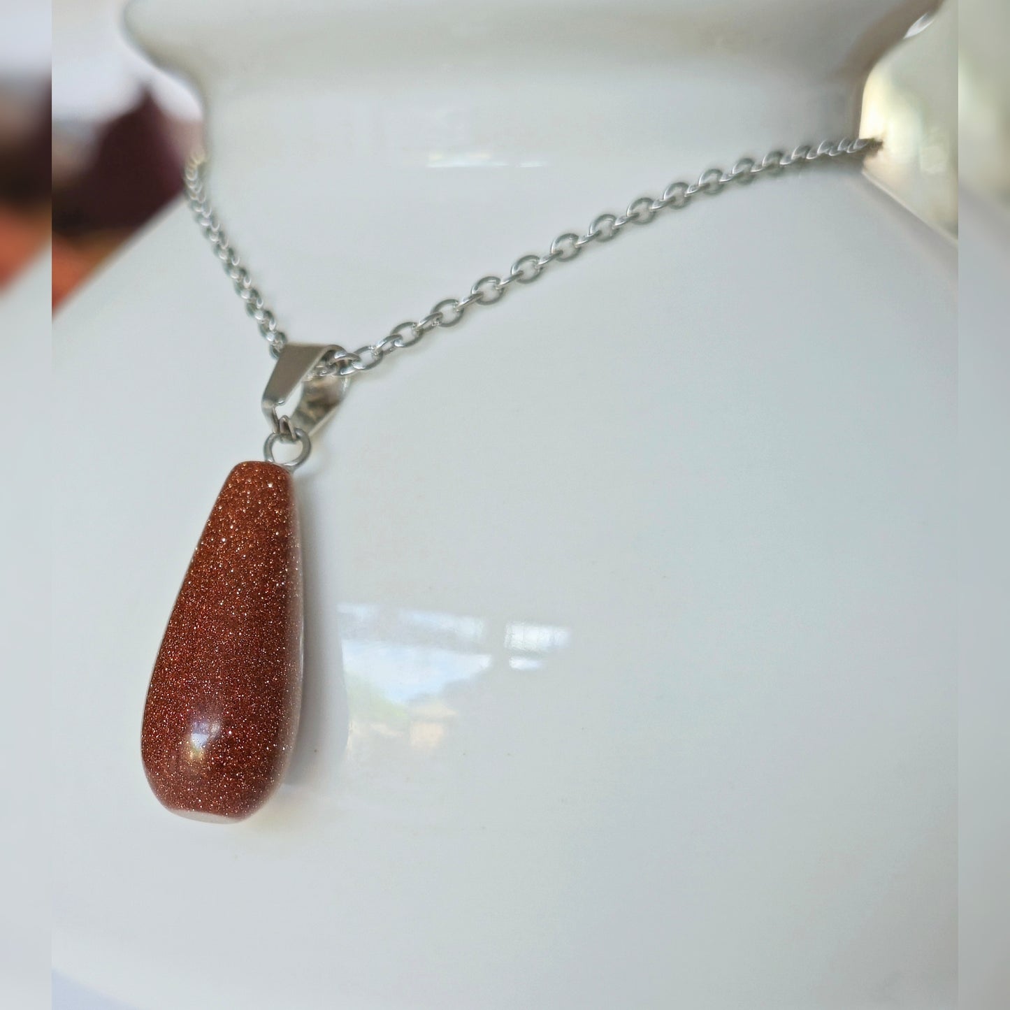 Goudsteen druppel Ketting