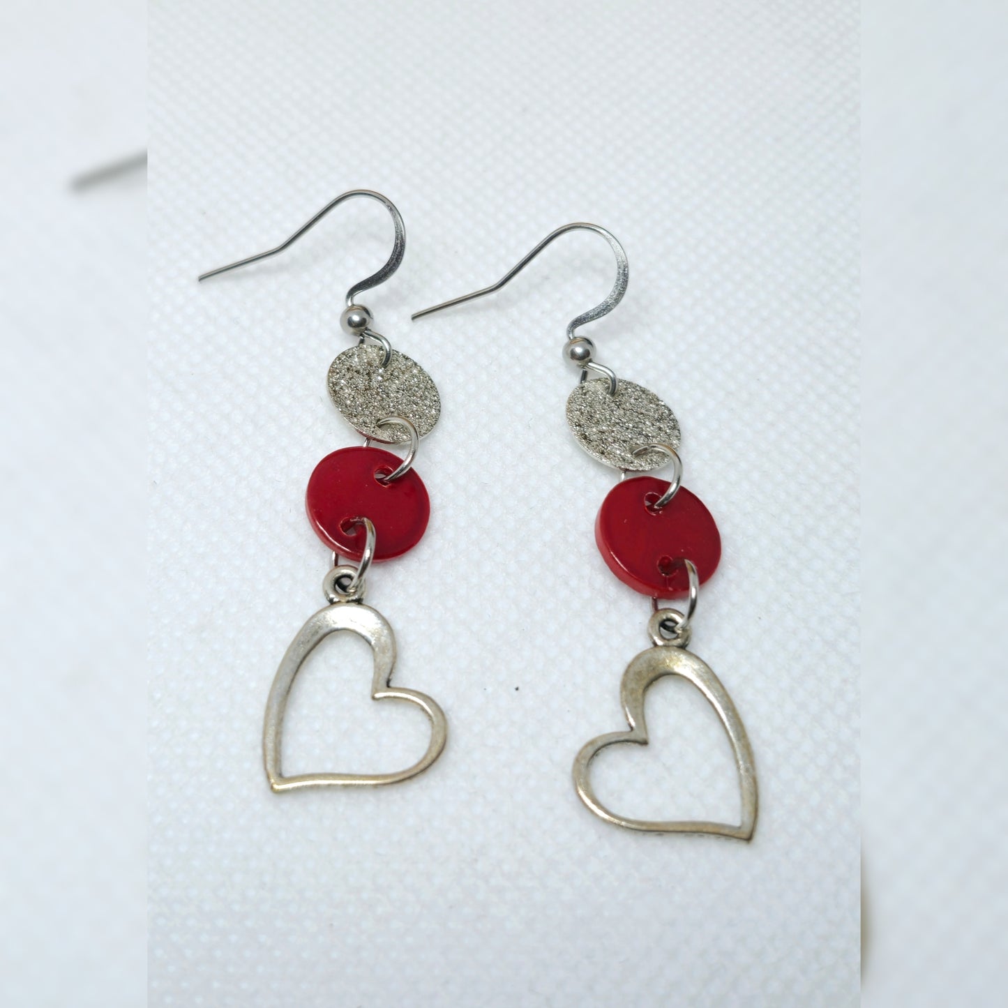 Handmade - Set rood / zilver met hart