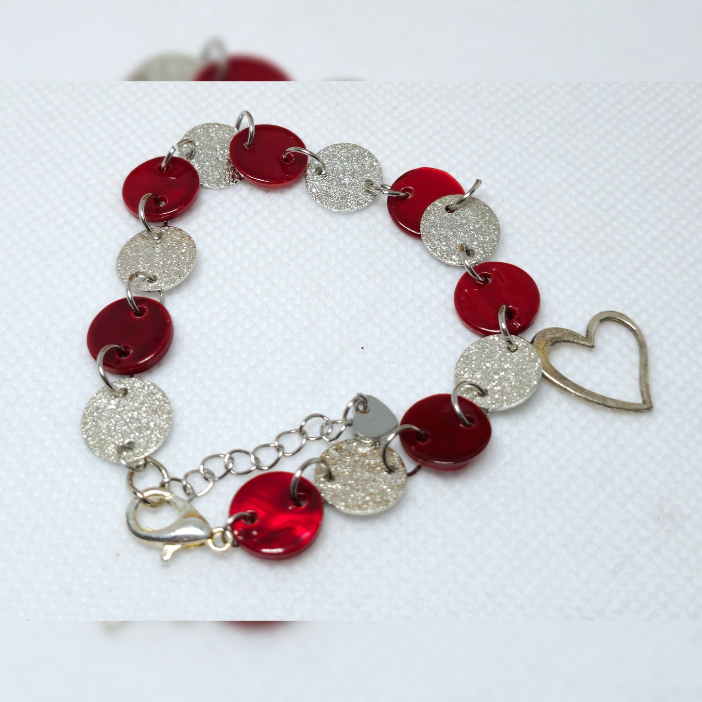 Handmade - Set rood / zilver met hart