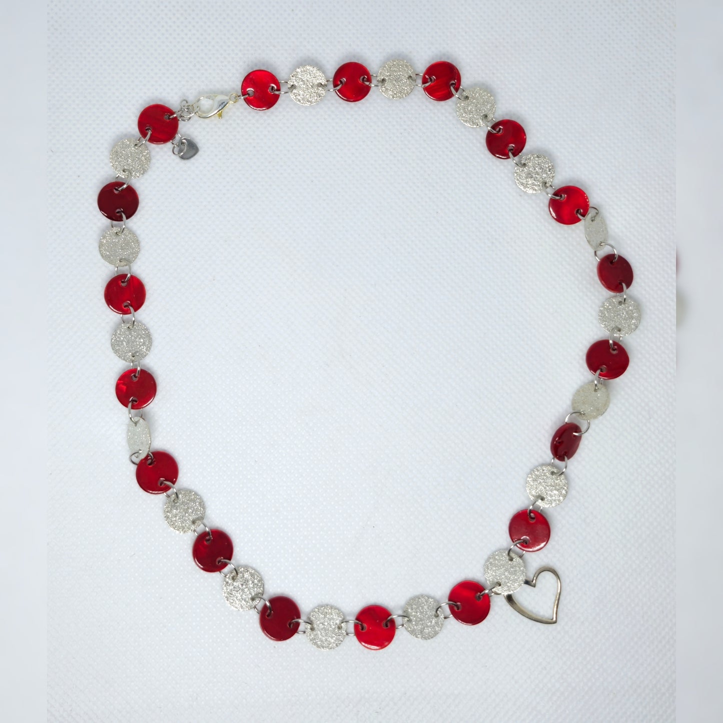 Handmade - Set rood / zilver met hart
