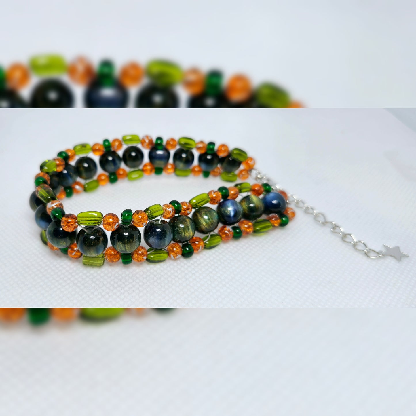 Handmade - groen/oranje vlecht