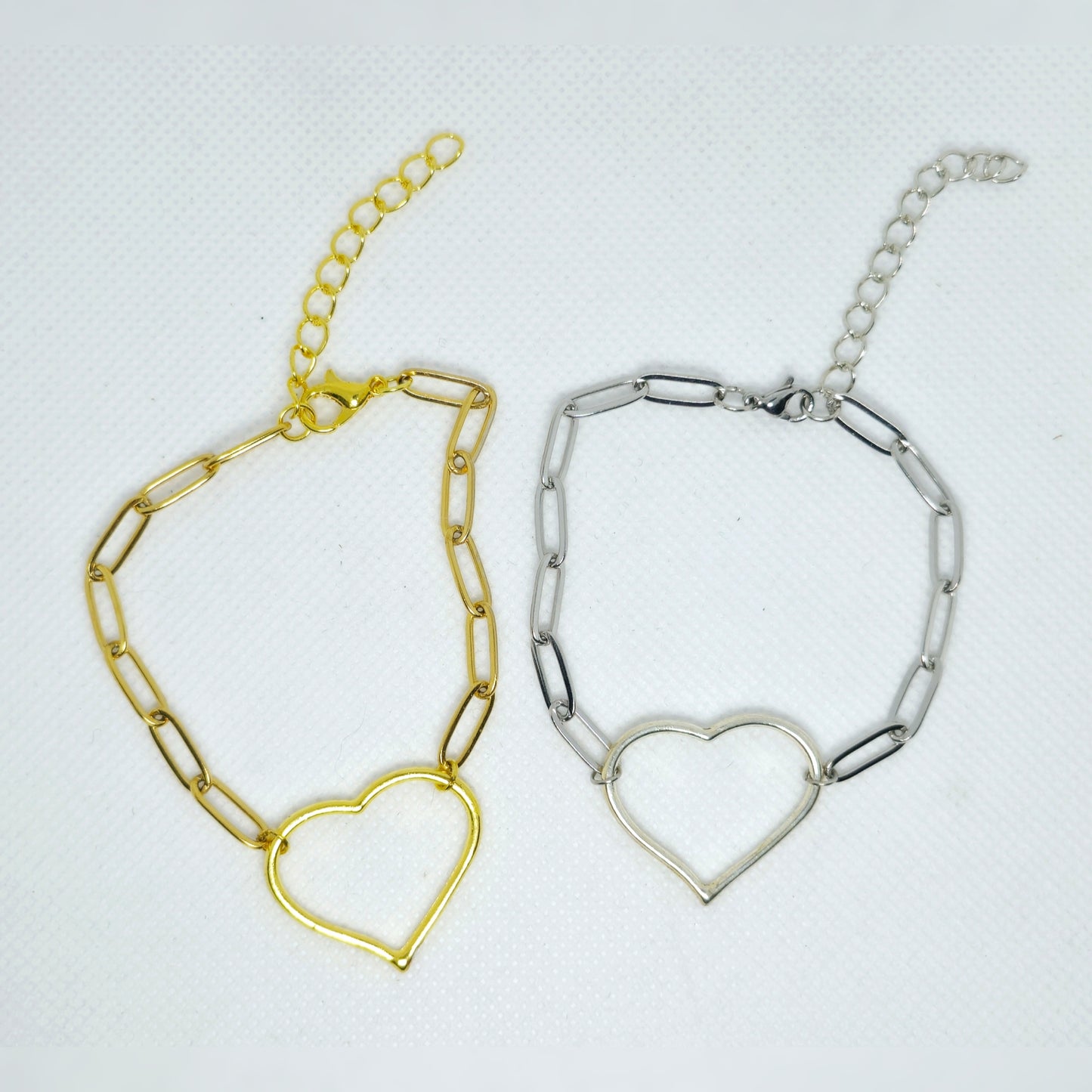 goud- en zilverkleurige RVS harten armbanden set