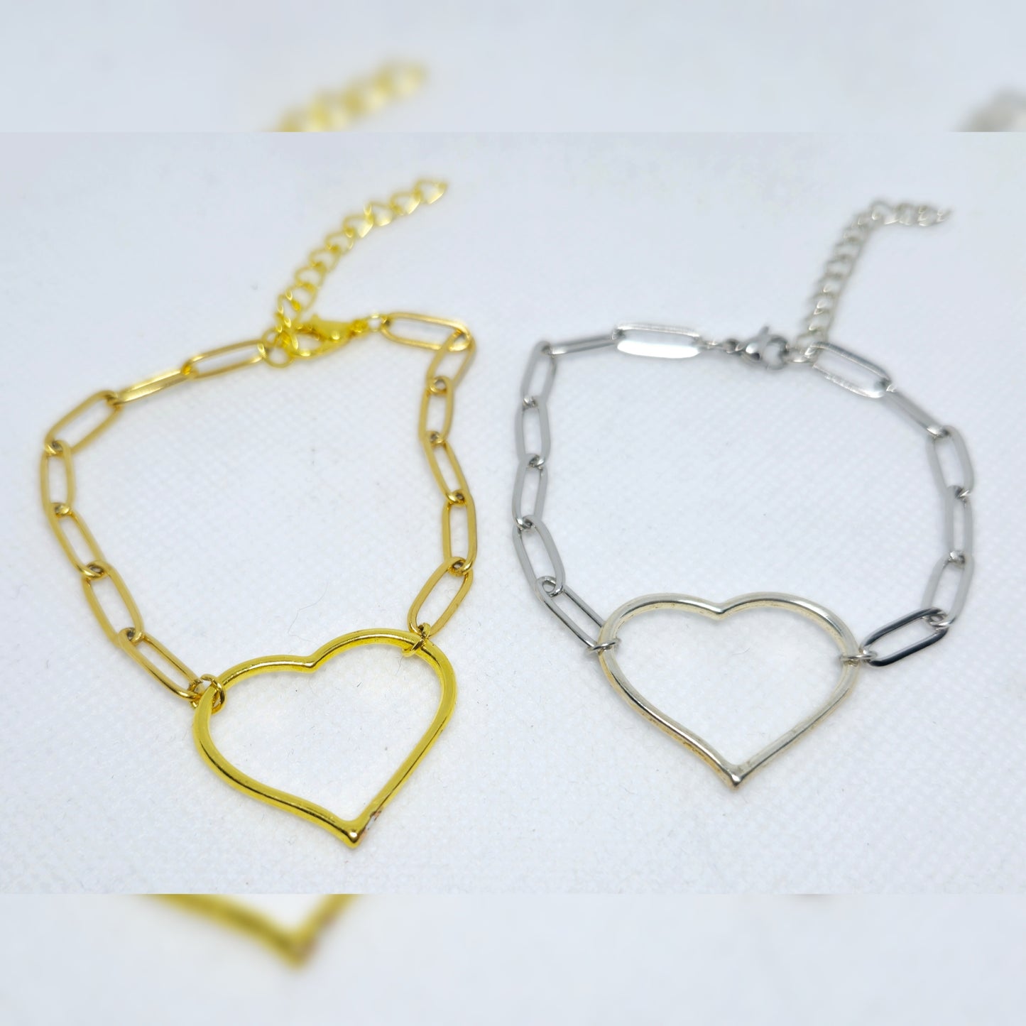goud- en zilverkleurige RVS harten armbanden set