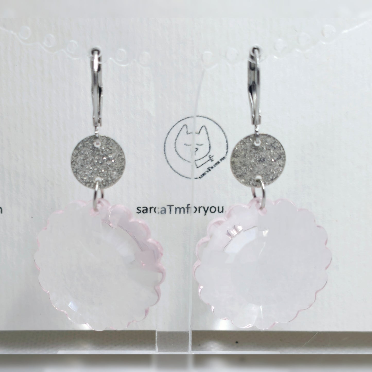 Handmade - Oorbellen roze kristal