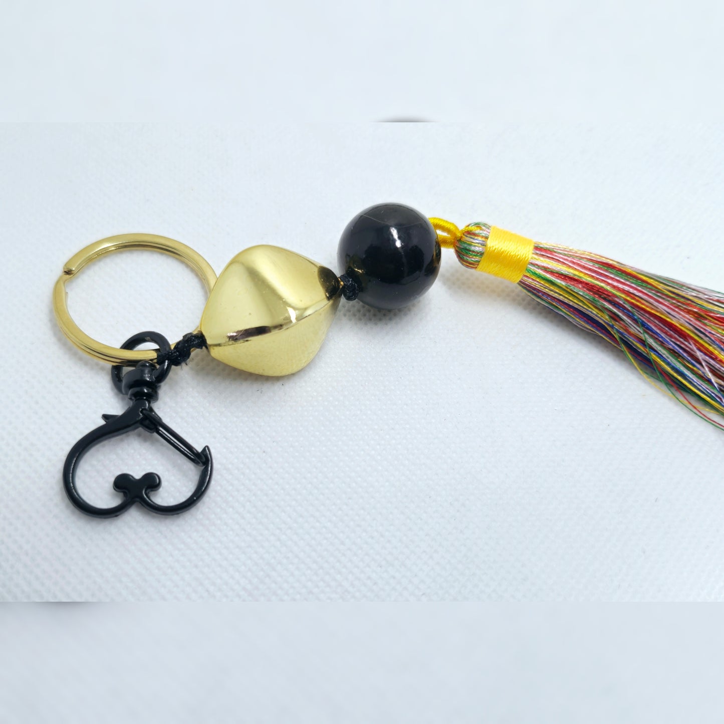 Sleutelhanger goud/zwart Hart