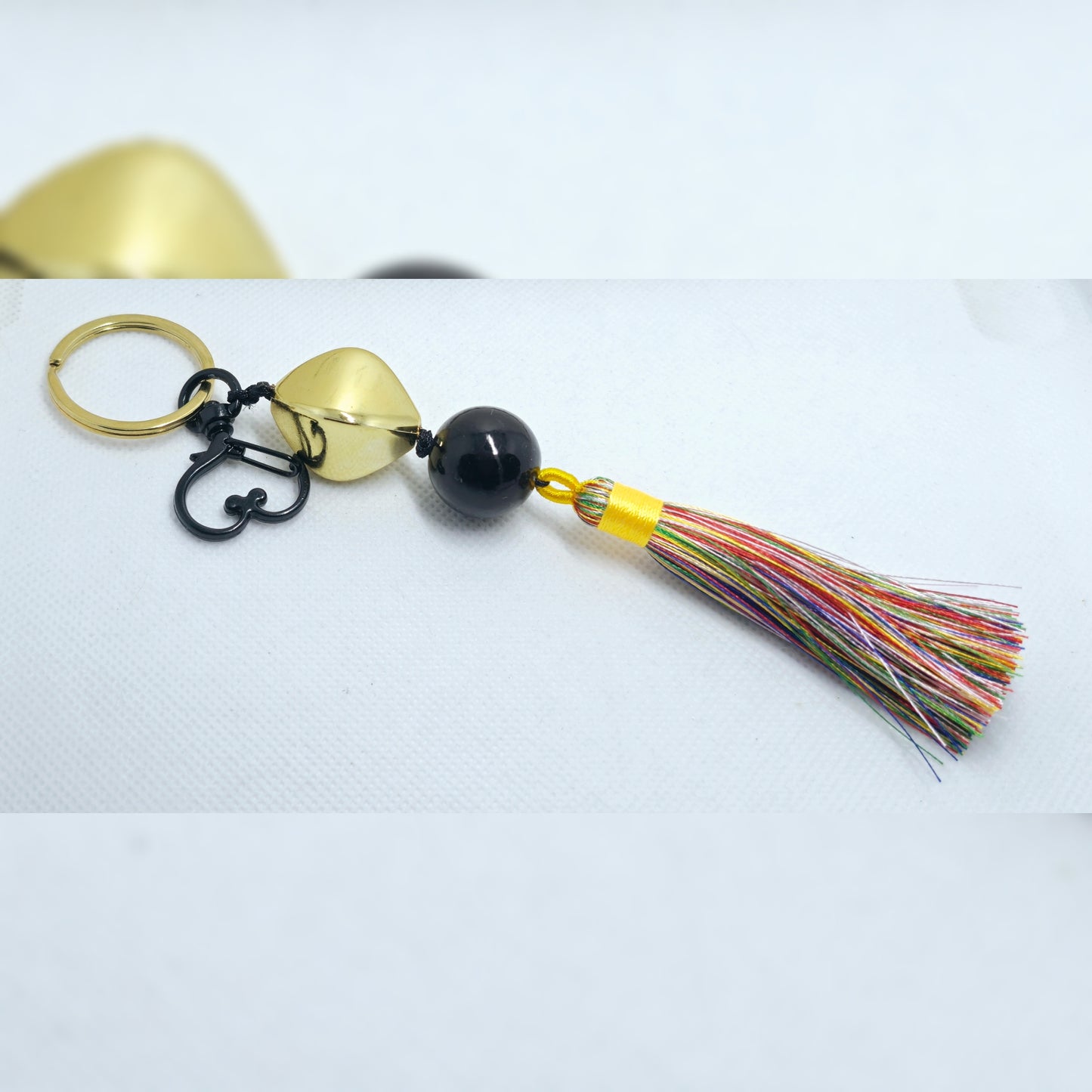 Sleutelhanger goud/zwart Hart