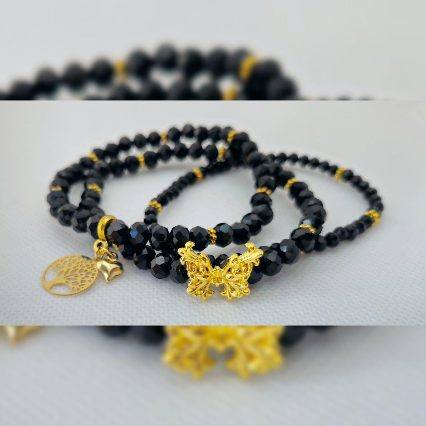 Armbandenset zwart/goud