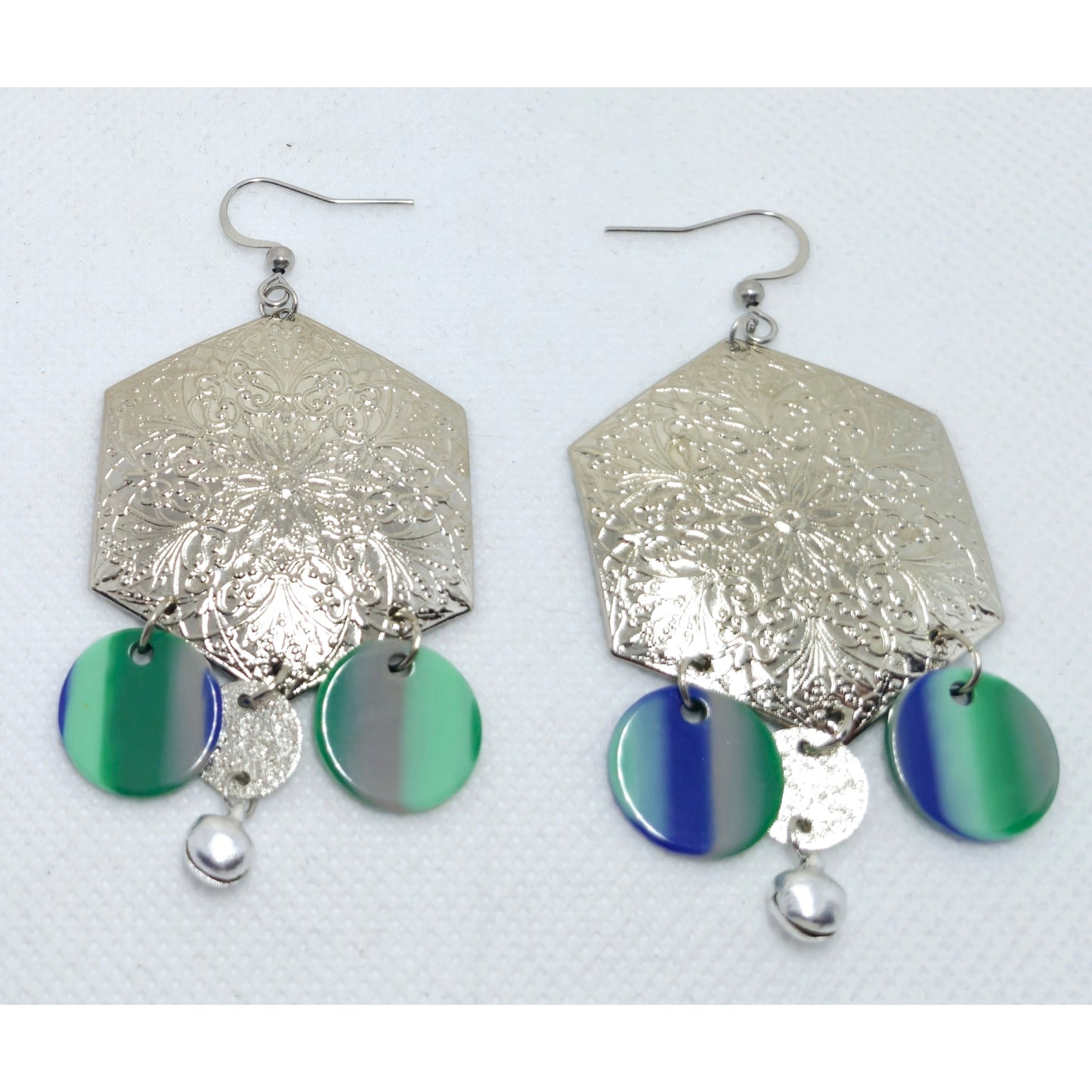 Handmade - Oorbellen groot Zeshoek