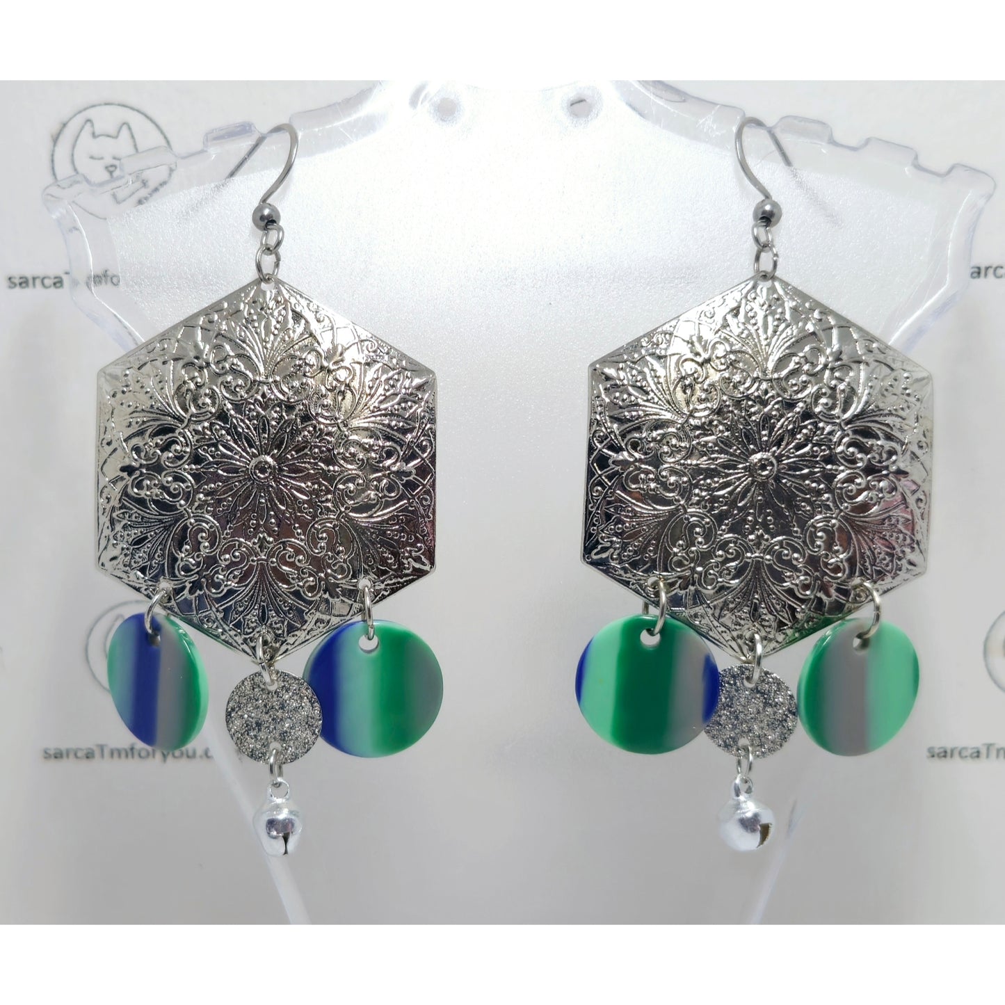 Handmade - Oorbellen groot Zeshoek