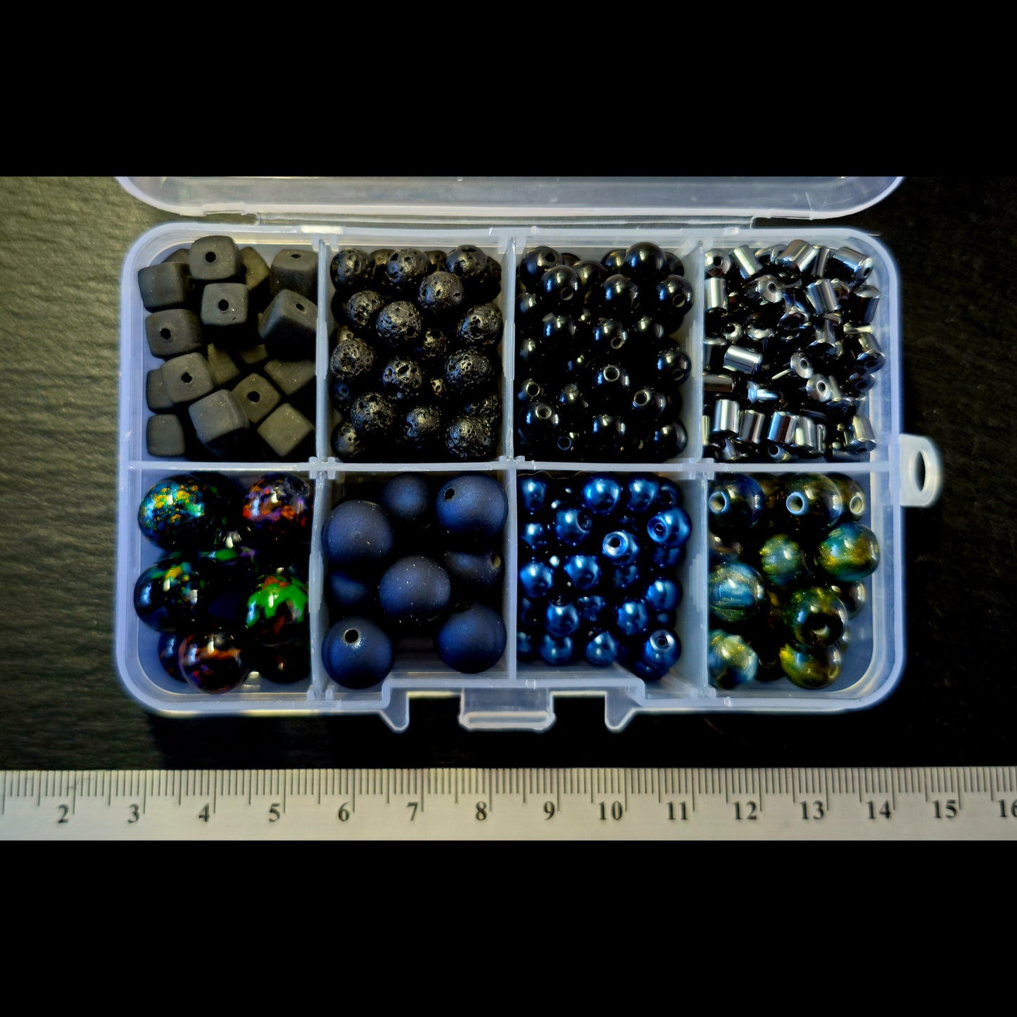 Kralenbox zwart/blauw