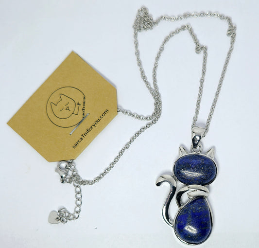 Lapis Lazuli natuursteen in Kat ketting