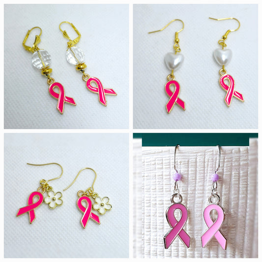 Oorbellen Pink ribbon awareness