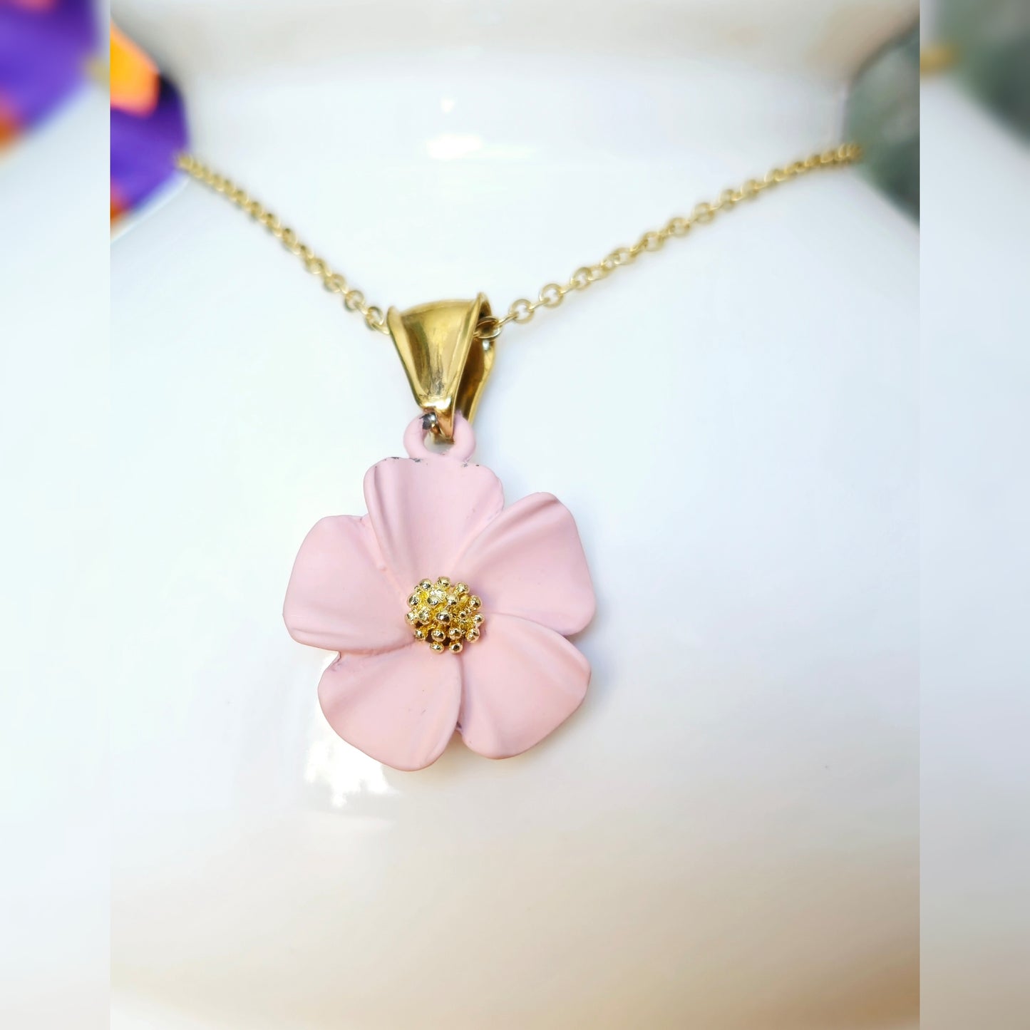 Ketting bloem - roze