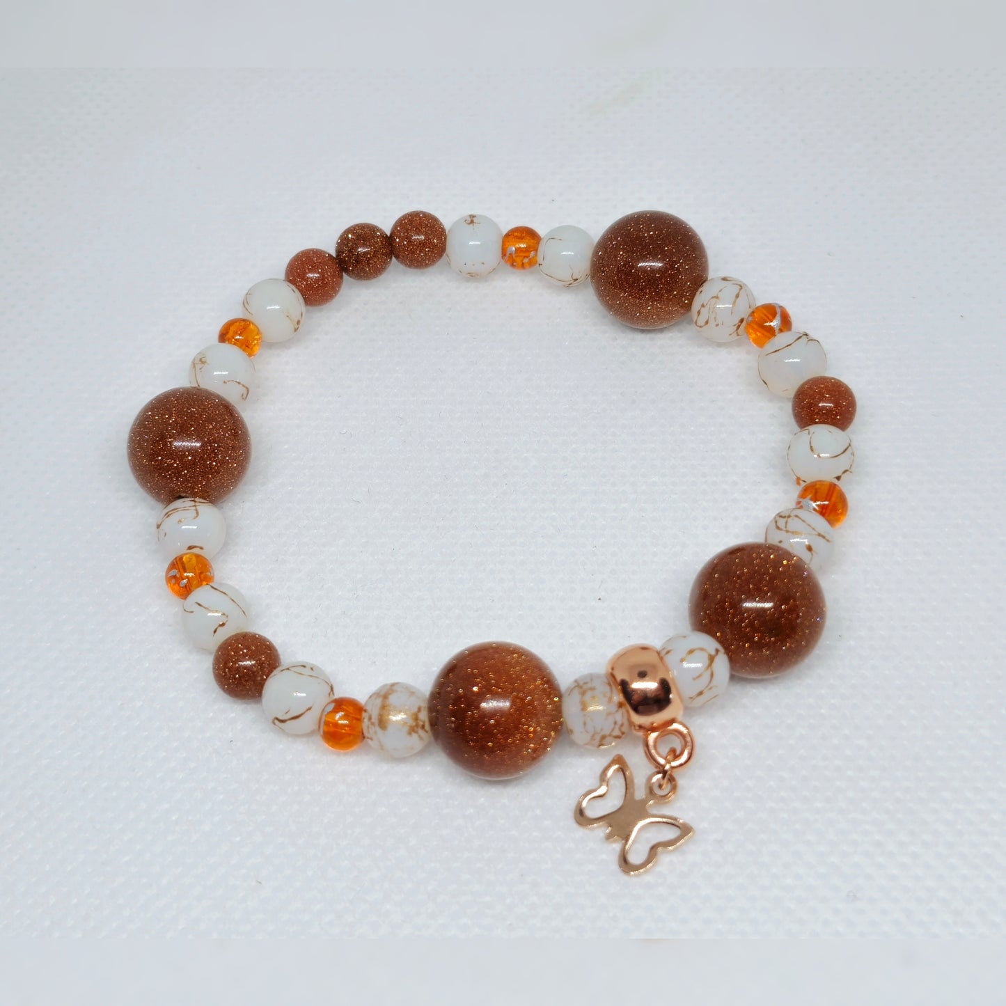 Armband rosegoud met bruin