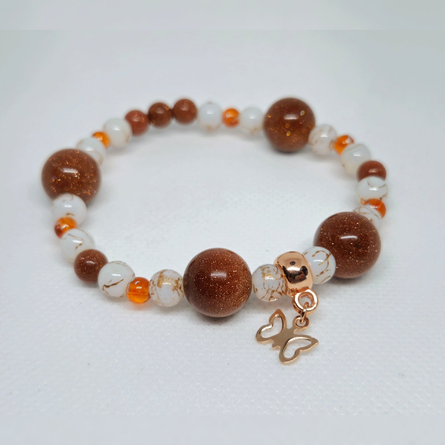 Armband rosegoud met bruin