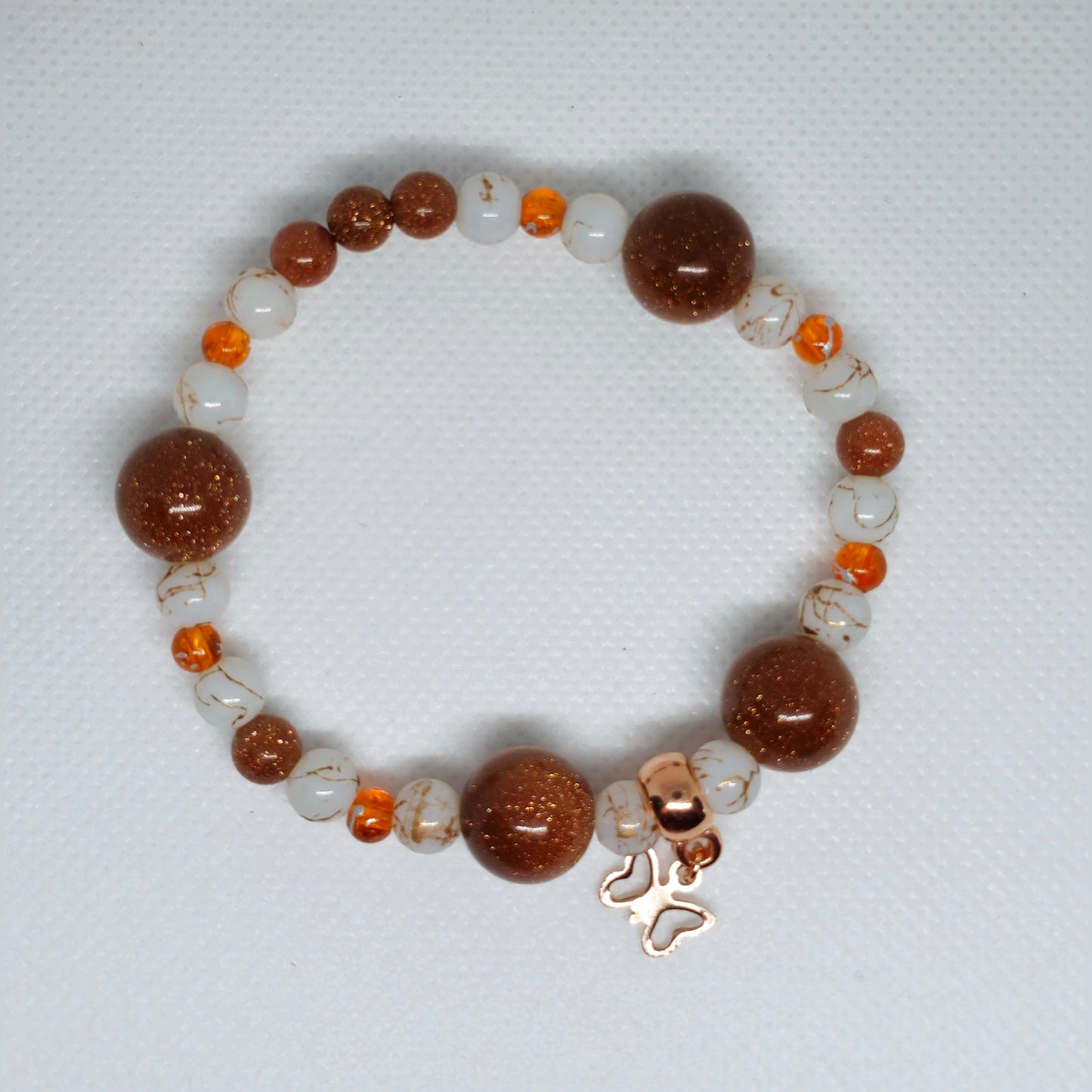 Armband rosegoud met bruin