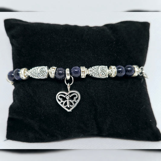 Armbandje Uil en blauwe goudsteen