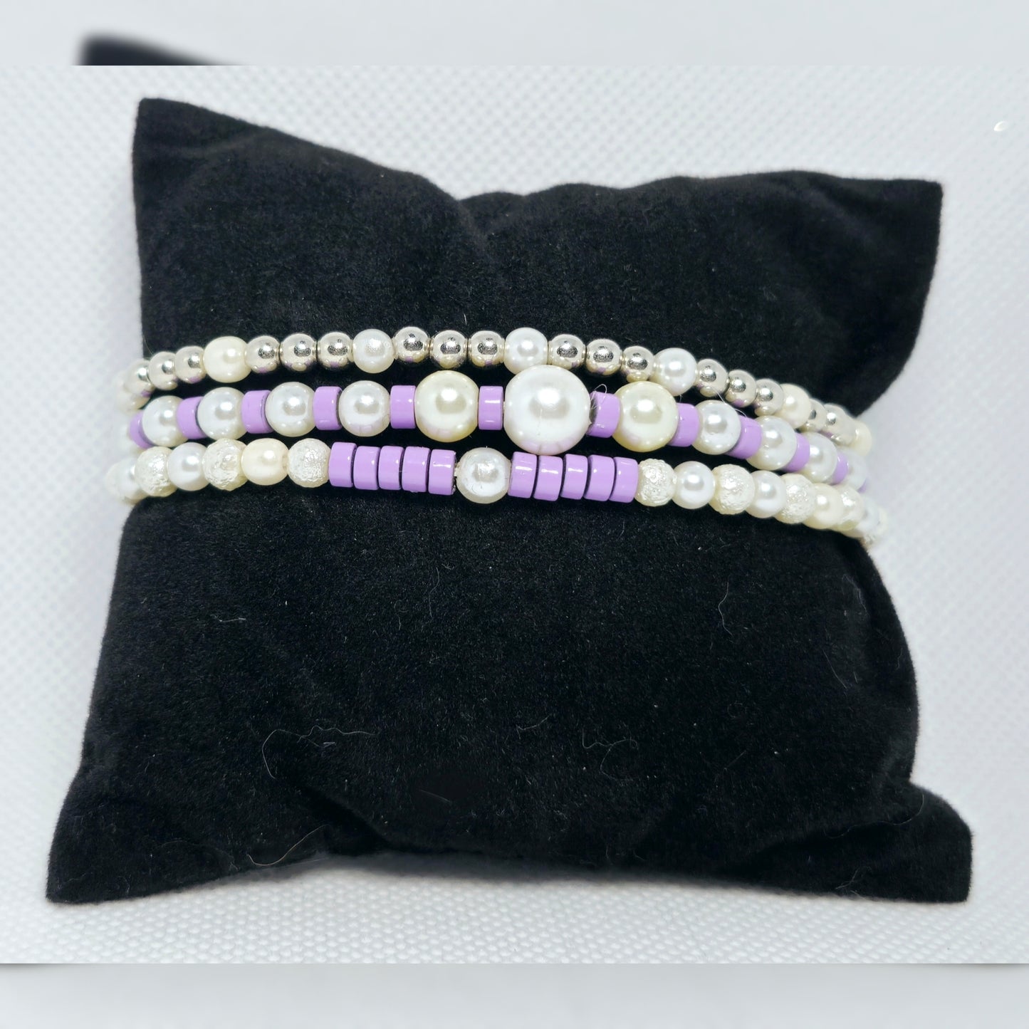 Armband set wit parel / paars