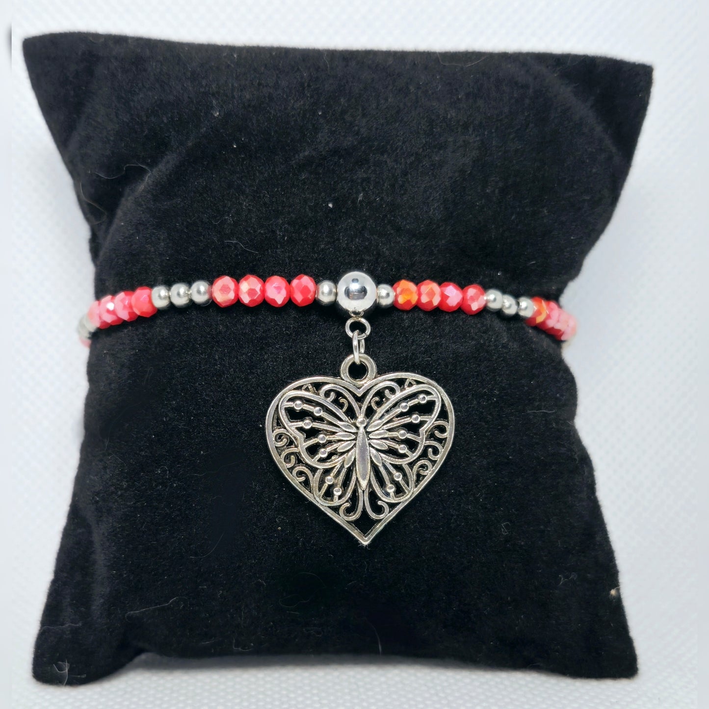 Armbandje vlinder hart rood