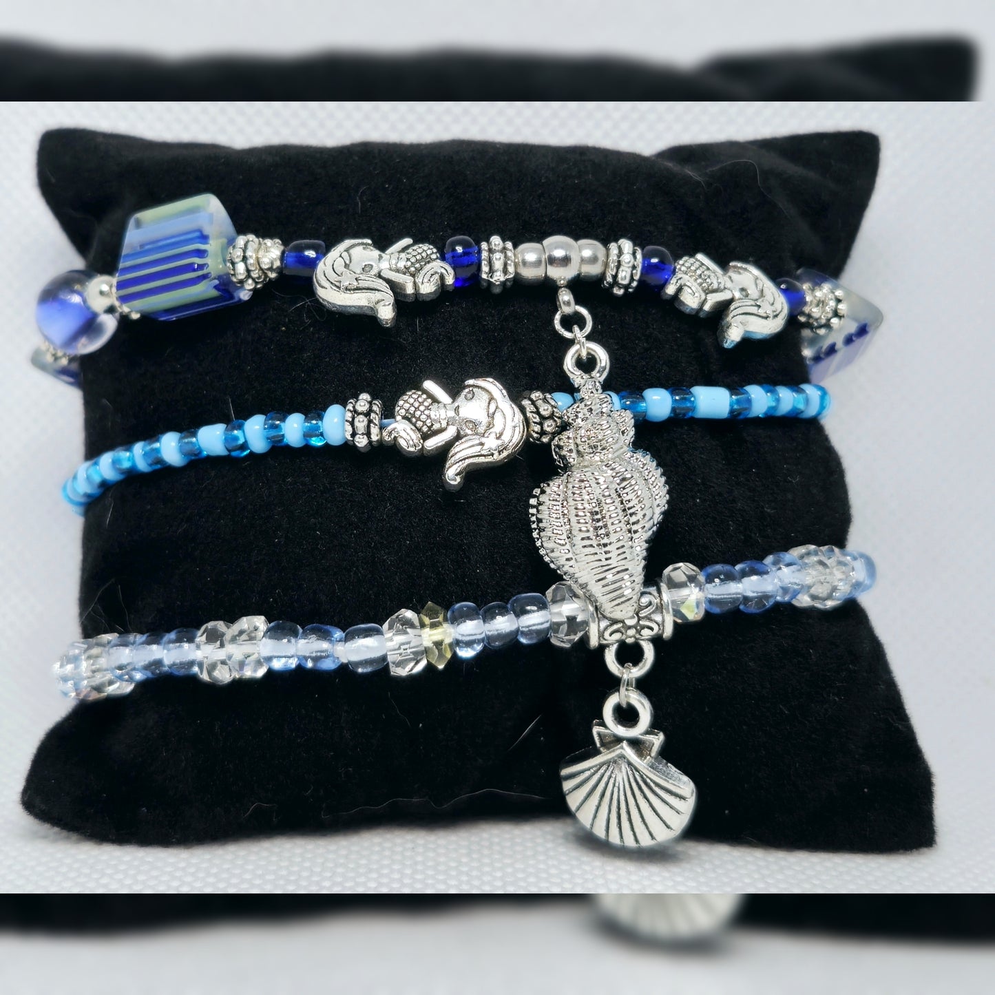 Armband set blauw schelp