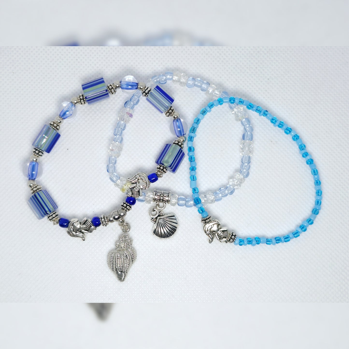 Armband set blauw schelp