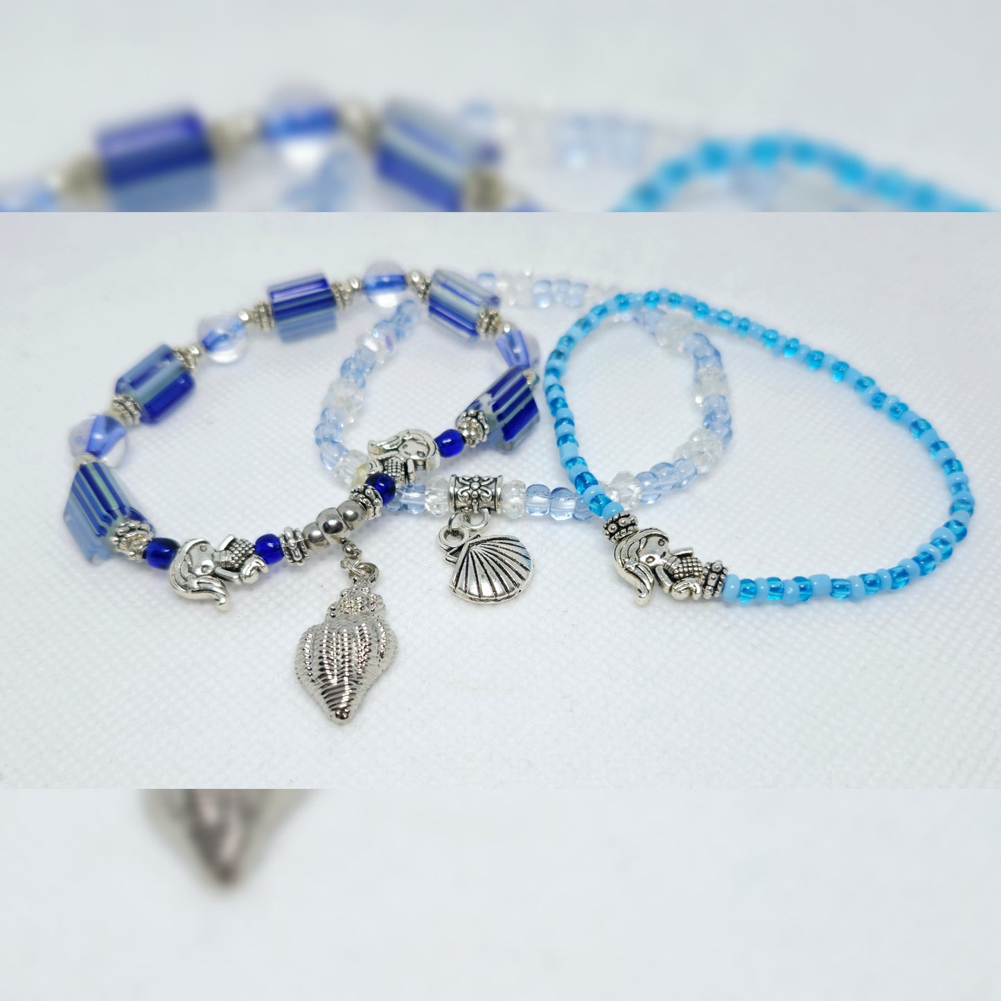 Armband set blauw schelp