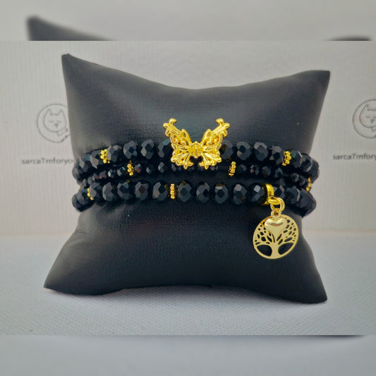 Armbandenset zwart/goud