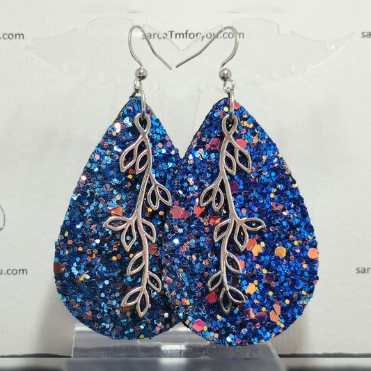 oorbellen donkerblauwe glitters