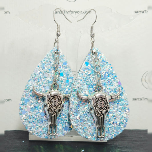 oorbellen lichtblauwe glitters