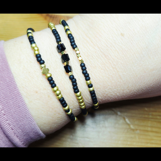 Armbandenset zwart/goud