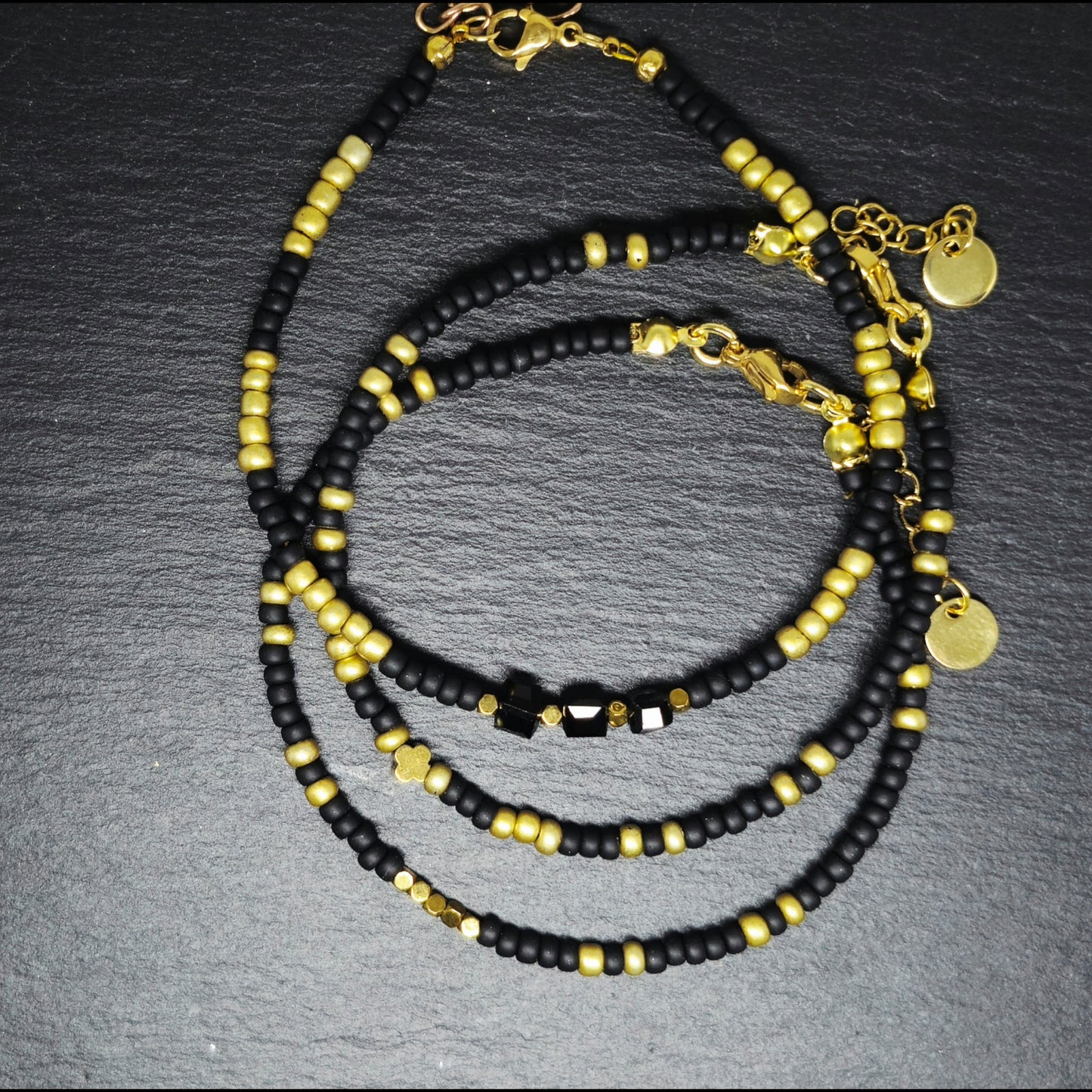 Armbandenset zwart/goud