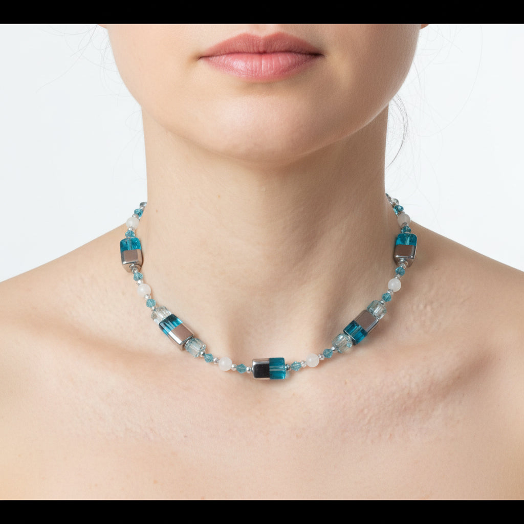 Blauw/zilveren ketting