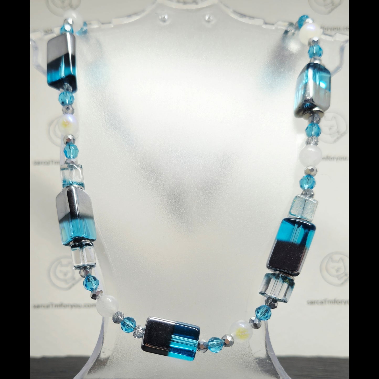 Blauw/zilveren ketting