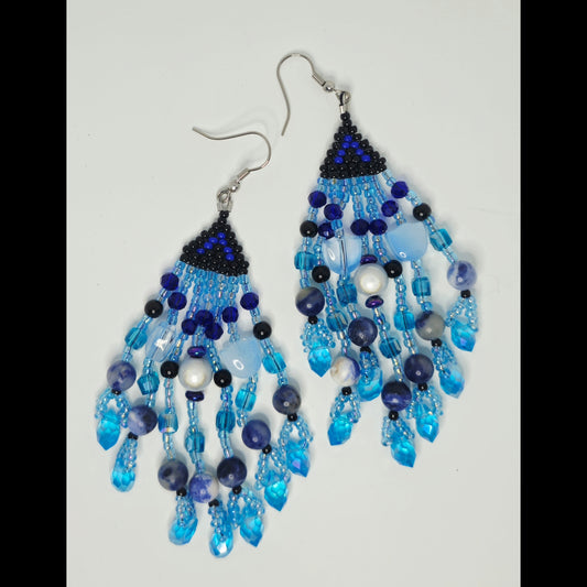 Statement oorbellen blauw